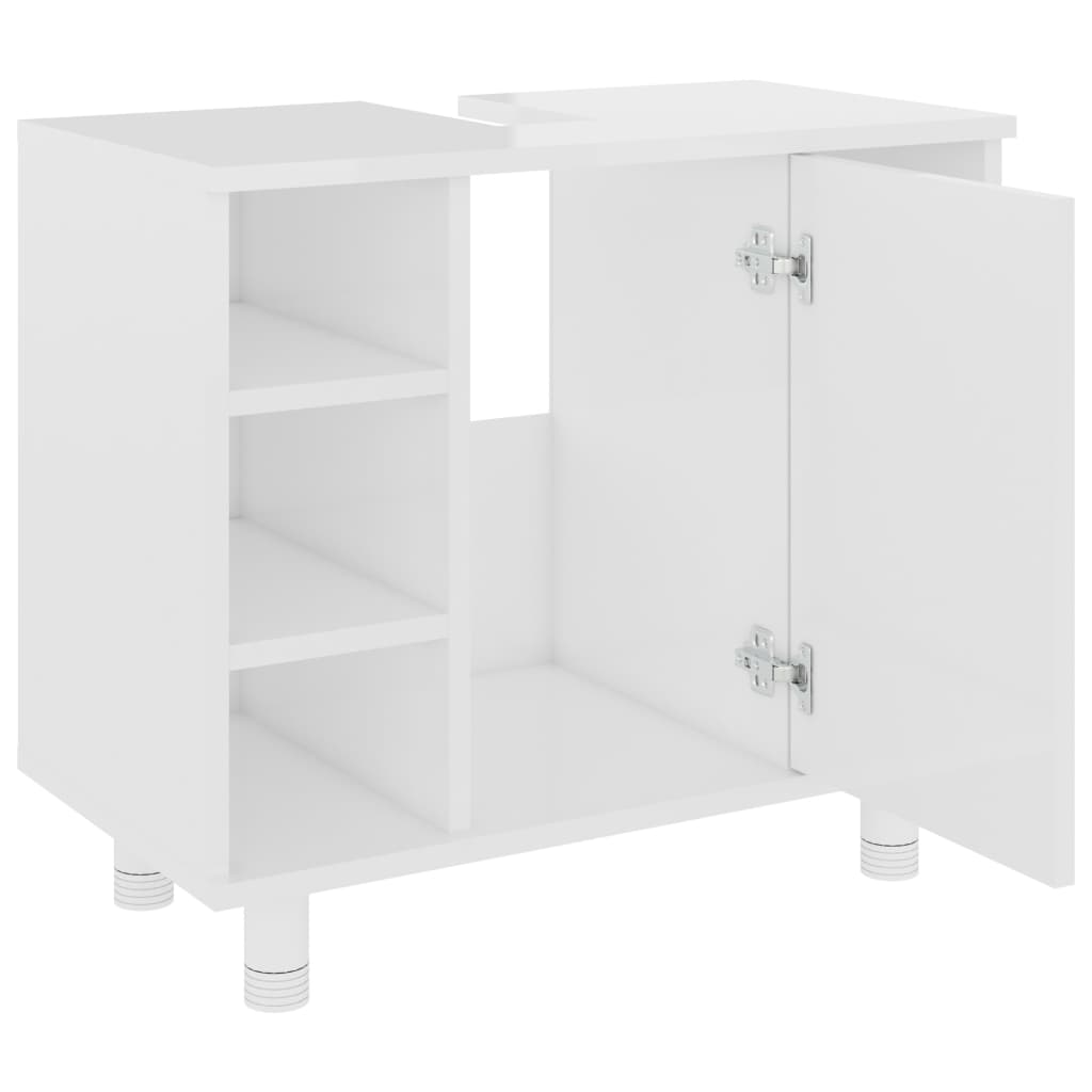 Bathroom Cabinet High Gloss White 60x32x53.5 cm Chipboard- Bathroom Furniture Sets - HomeShopIreland - Home Shop Ireland - Bathroom Furniture Sets - Bathroom Cabinet High Gloss White 60x32x53.5 cm Chipboard