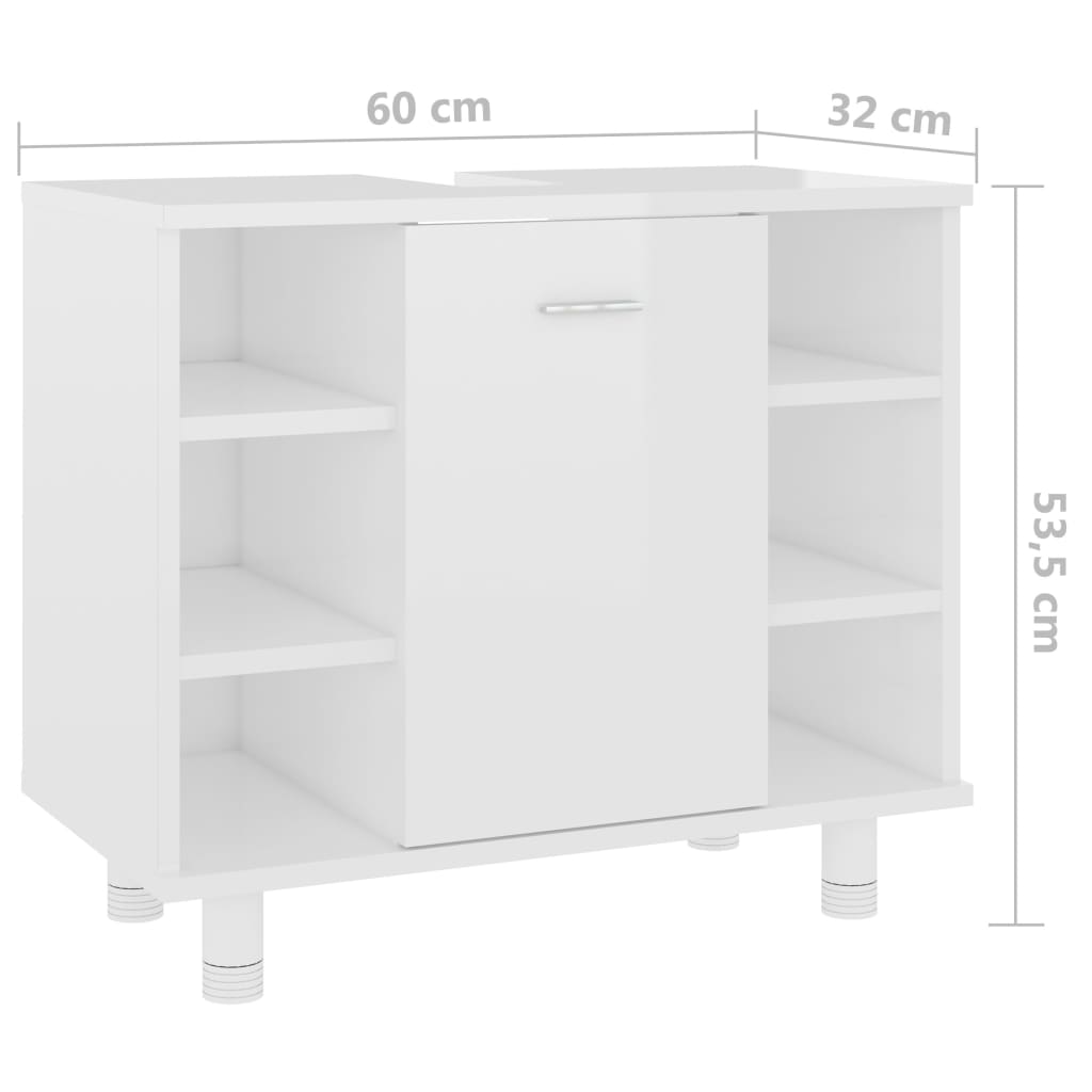 Bathroom Cabinet High Gloss White 60x32x53.5 cm Chipboard- Bathroom Furniture Sets - HomeShopIreland - Home Shop Ireland - Bathroom Furniture Sets - Bathroom Cabinet High Gloss White 60x32x53.5 cm Chipboard