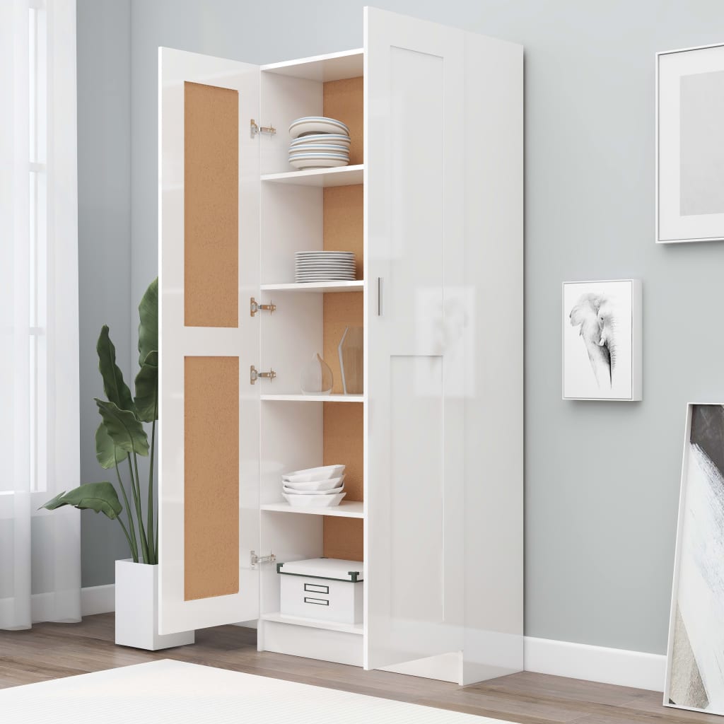 Book Cabinet High Gloss White 82.5x30.5x185.5 cm Chipboard- Bookcases & Standing Shelves - HomeShopIreland - Home Shop Ireland - Bookcases & Standing Shelves - Book Cabinet High Gloss White 82.5x30.5x185.5 cm Chipboard