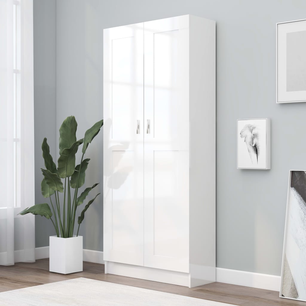 Book Cabinet High Gloss White 82.5x30.5x185.5 cm Chipboard- Bookcases & Standing Shelves - HomeShopIreland - Home Shop Ireland - Bookcases & Standing Shelves - Book Cabinet High Gloss White 82.5x30.5x185.5 cm Chipboard