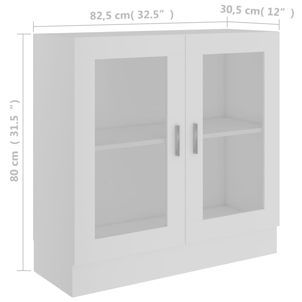 Vitrine Cabinet White 82.5x30.5x80 cm Chipboard- Bookcases & Standing Shelves - HomeShopIreland - Home Shop Ireland - Bookcases & Standing Shelves - Vitrine Cabinet White 82.5x30.5x80 cm Chipboard