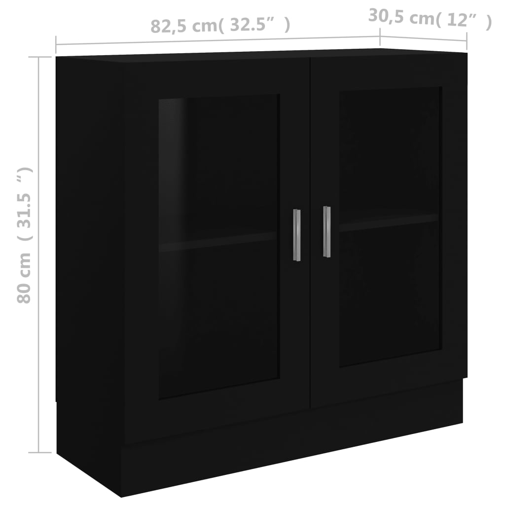 Vitrine Cabinet Black 82.5x30.5x80 cm Chipboard- Bookcases & Standing Shelves - HomeShopIreland - Home Shop Ireland - Bookcases & Standing Shelves - Vitrine Cabinet Black 82.5x30.5x80 cm Chipboard