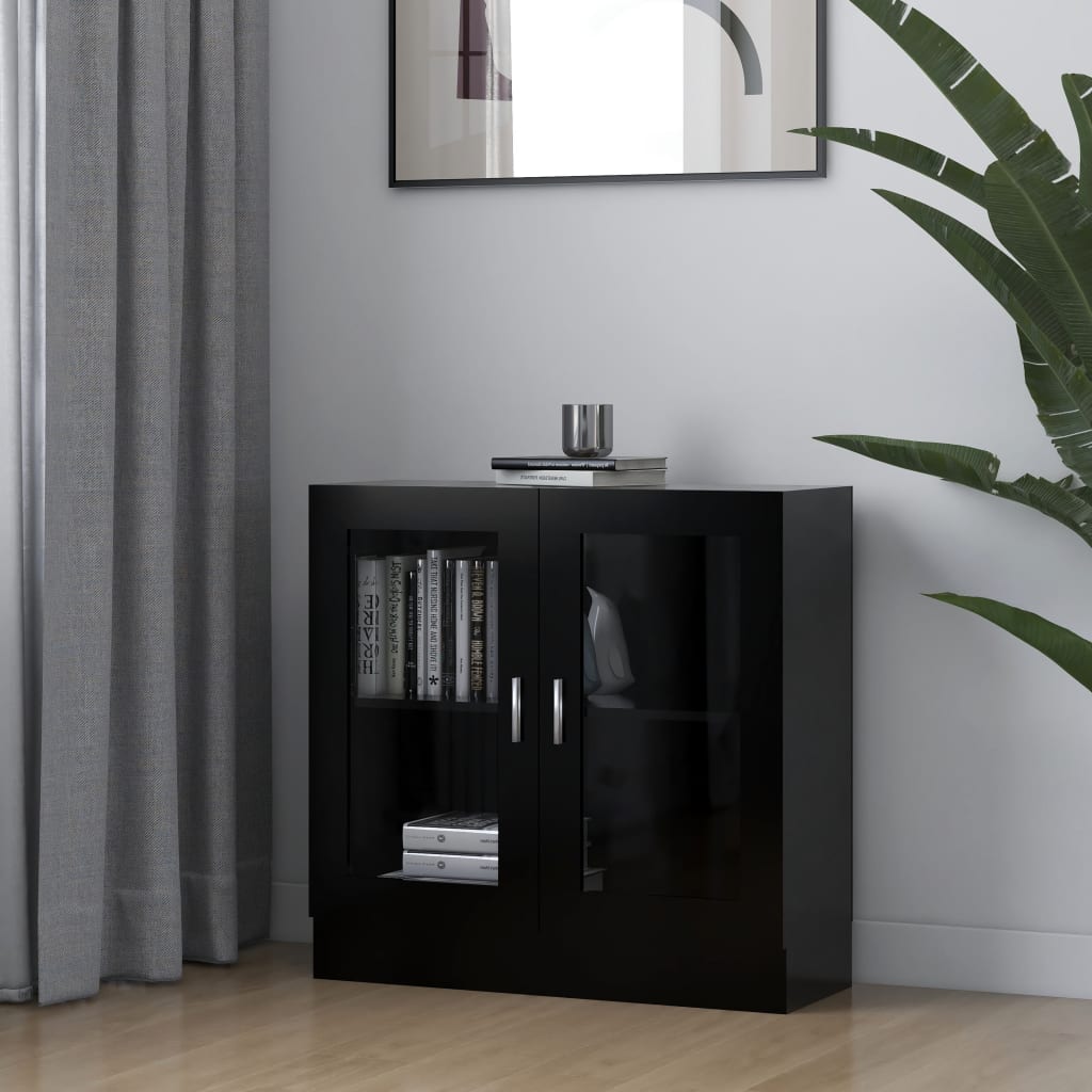 Vitrine Cabinet Black 82.5x30.5x80 cm Chipboard- Bookcases & Standing Shelves - HomeShopIreland - Home Shop Ireland - Bookcases & Standing Shelves - Vitrine Cabinet Black 82.5x30.5x80 cm Chipboard