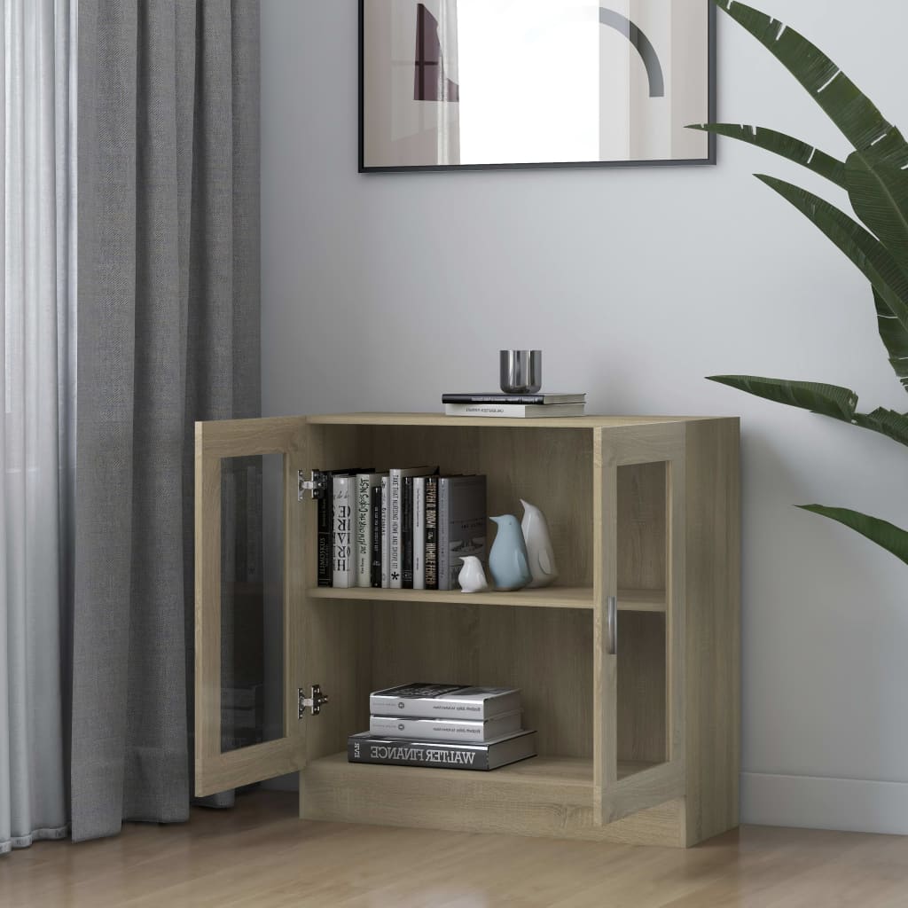 Vitrine Cabinet Sonoma Oak 82.5x30.5x80 cm Chipboard- Bookcases & Standing Shelves - HomeShopIreland - Home Shop Ireland - Bookcases & Standing Shelves - Vitrine Cabinet Sonoma Oak 82.5x30.5x80 cm Chipboard