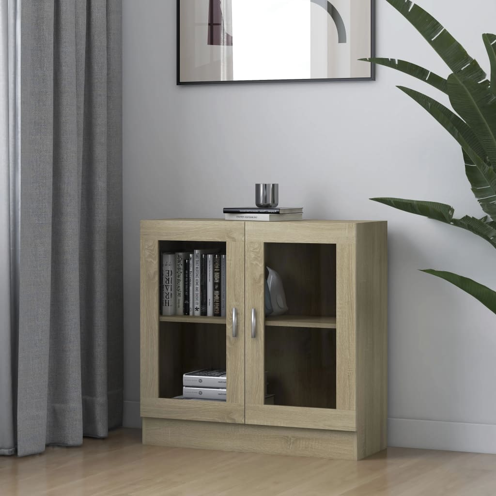 Vitrine Cabinet Sonoma Oak 82.5x30.5x80 cm Chipboard- Bookcases & Standing Shelves - HomeShopIreland - Home Shop Ireland - Bookcases & Standing Shelves - Vitrine Cabinet Sonoma Oak 82.5x30.5x80 cm Chipboard