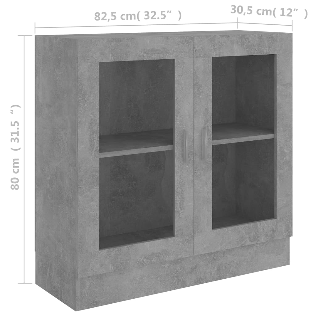 Vitrine Cabinet Concrete Grey 82.5x30.5x80 cm Chipboard- Bookcases & Standing Shelves - HomeShopIreland - Home Shop Ireland - Bookcases & Standing Shelves - Vitrine Cabinet Concrete Grey 82.5x30.5x80 cm Chipboard
