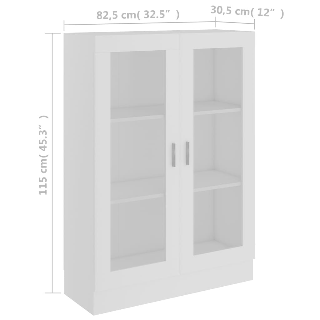 Vitrine Cabinet White 82.5x30.5x115 cm Chipboard- Bookcases & Standing Shelves - HomeShopIreland - Home Shop Ireland - Bookcases & Standing Shelves - Vitrine Cabinet White 82.5x30.5x115 cm Chipboard
