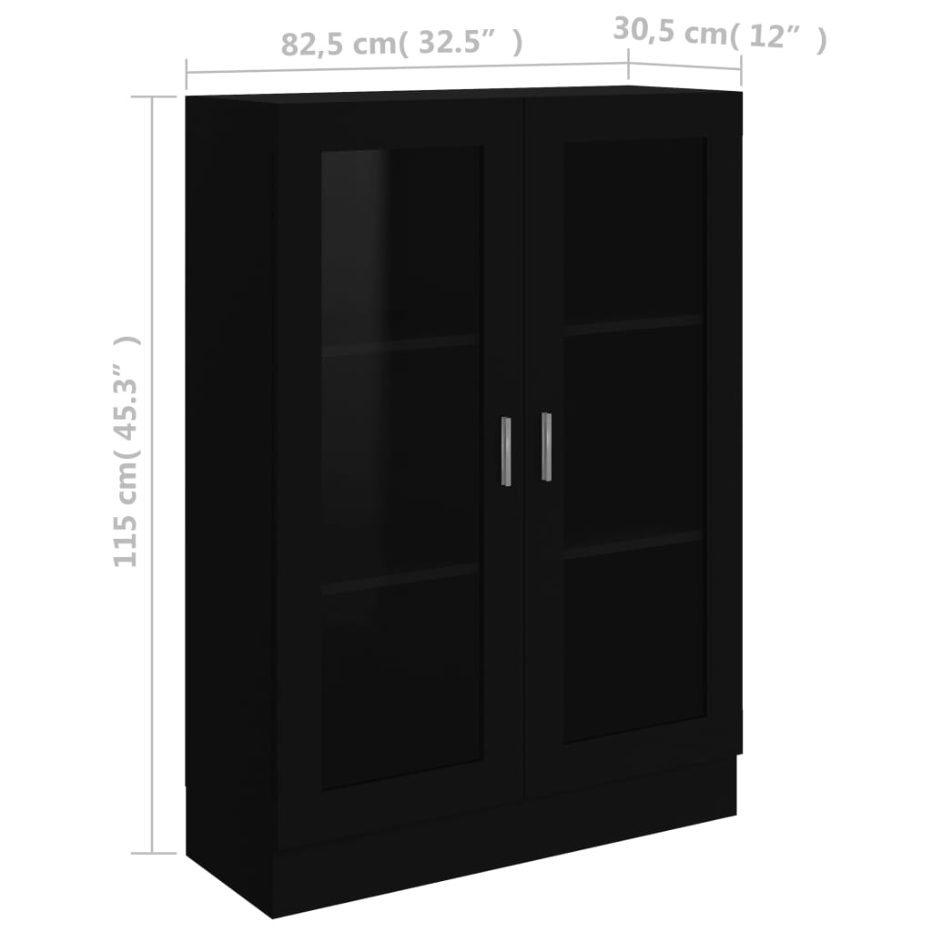 Vitrine Cabinet Black 82.5x30.5x115 cm Chipboard- Bookcases & Standing Shelves - HomeShopIreland - Home Shop Ireland - Bookcases & Standing Shelves - Vitrine Cabinet Black 82.5x30.5x115 cm Chipboard