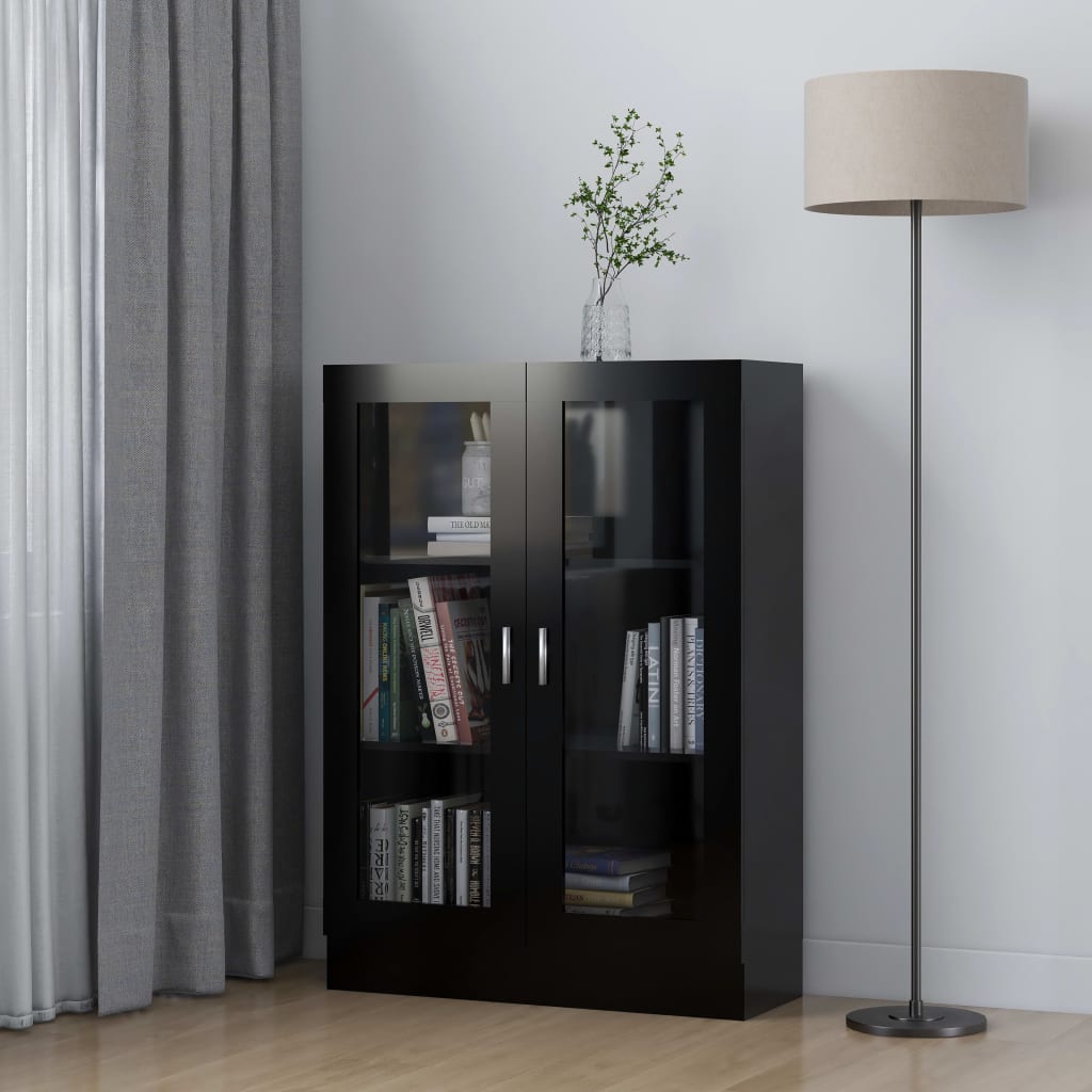 Vitrine Cabinet Black 82.5x30.5x115 cm Chipboard- Bookcases & Standing Shelves - HomeShopIreland - Home Shop Ireland - Bookcases & Standing Shelves - Vitrine Cabinet Black 82.5x30.5x115 cm Chipboard