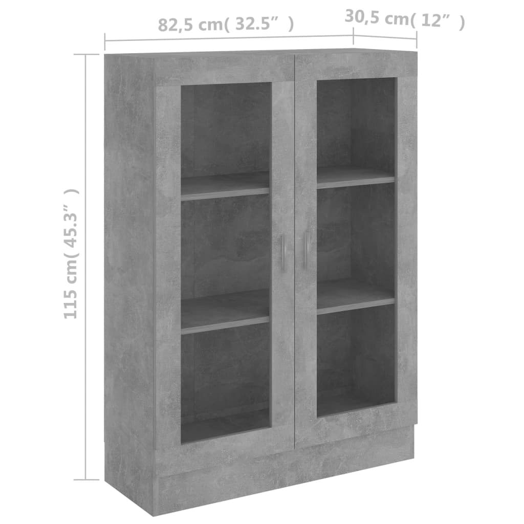 Vitrine Cabinet Concrete Grey 82.5x30.5x115 cm Chipboard- Bookcases & Standing Shelves - HomeShopIreland - Home Shop Ireland - Bookcases & Standing Shelves - Vitrine Cabinet Concrete Grey 82.5x30.5x115 cm Chipboard