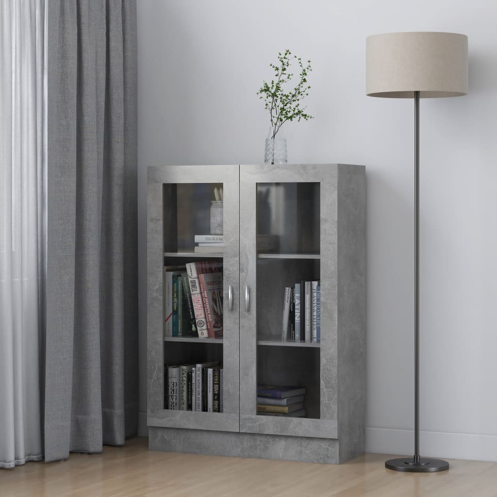 Vitrine Cabinet Concrete Grey 82.5x30.5x115 cm Chipboard- Bookcases & Standing Shelves - HomeShopIreland - Home Shop Ireland - Bookcases & Standing Shelves - Vitrine Cabinet Concrete Grey 82.5x30.5x115 cm Chipboard