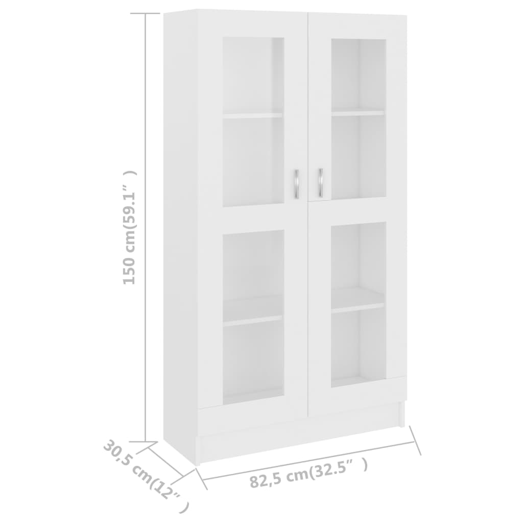 Vitrine Cabinet White 82.5x30.5x150 cm Chipboard- Bookcases & Standing Shelves - HomeShopIreland - Home Shop Ireland - Bookcases & Standing Shelves - Vitrine Cabinet White 82.5x30.5x150 cm Chipboard