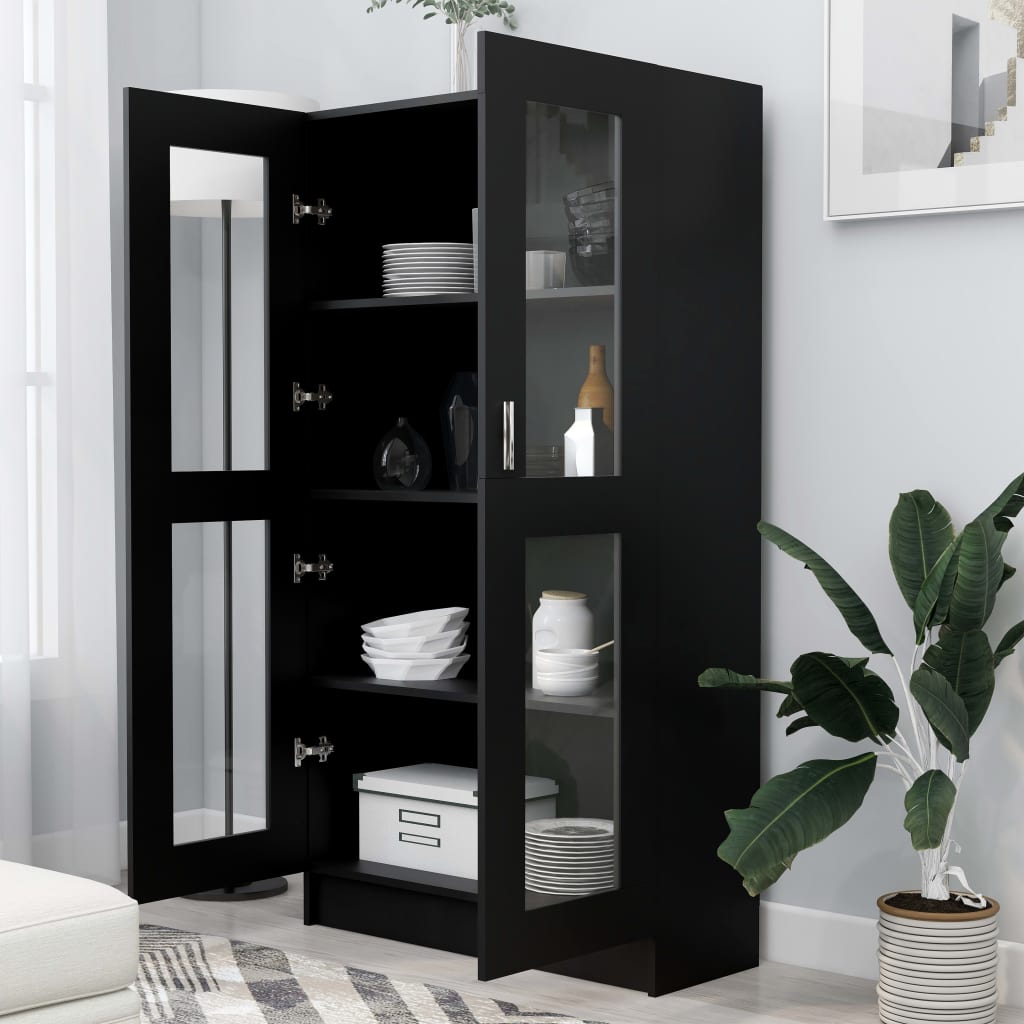 Vitrine Cabinet Black 82.5x30.5x150 cm Chipboard- Bookcases & Standing Shelves - HomeShopIreland - Home Shop Ireland - Bookcases & Standing Shelves - Vitrine Cabinet Black 82.5x30.5x150 cm Chipboard