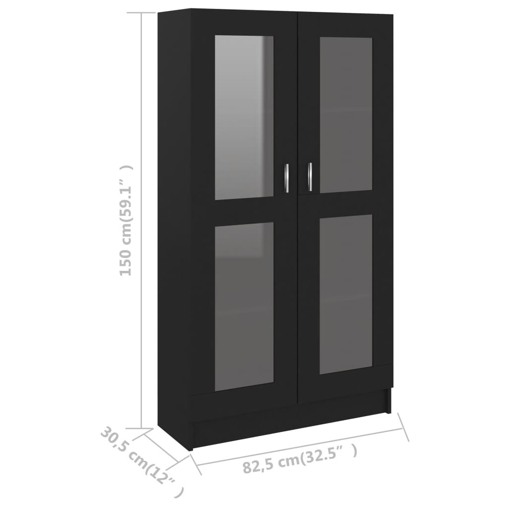Vitrine Cabinet Black 82.5x30.5x150 cm Chipboard- Bookcases & Standing Shelves - HomeShopIreland - Home Shop Ireland - Bookcases & Standing Shelves - Vitrine Cabinet Black 82.5x30.5x150 cm Chipboard