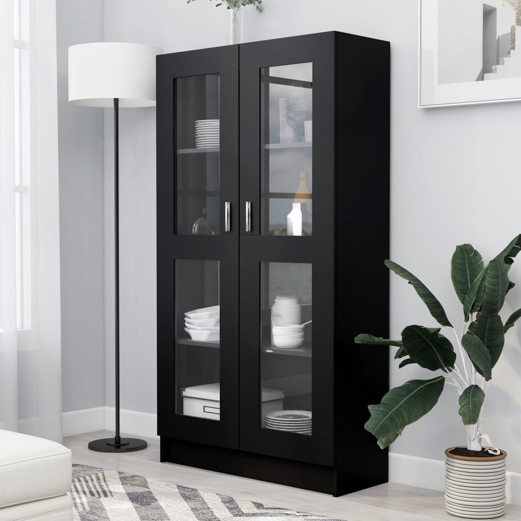 Vitrine Cabinet Black 82.5x30.5x150 cm Chipboard- Bookcases & Standing Shelves - HomeShopIreland - Home Shop Ireland - Bookcases & Standing Shelves - Vitrine Cabinet Black 82.5x30.5x150 cm Chipboard