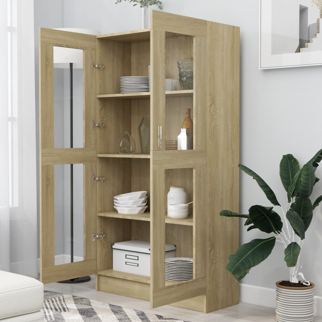 Vitrine Cabinet Sonoma Oak 82.5x30.5x150 cm Chipboard- Bookcases & Standing Shelves - HomeShopIreland - Home Shop Ireland - Bookcases & Standing Shelves - Vitrine Cabinet Sonoma Oak 82.5x30.5x150 cm Chipboard