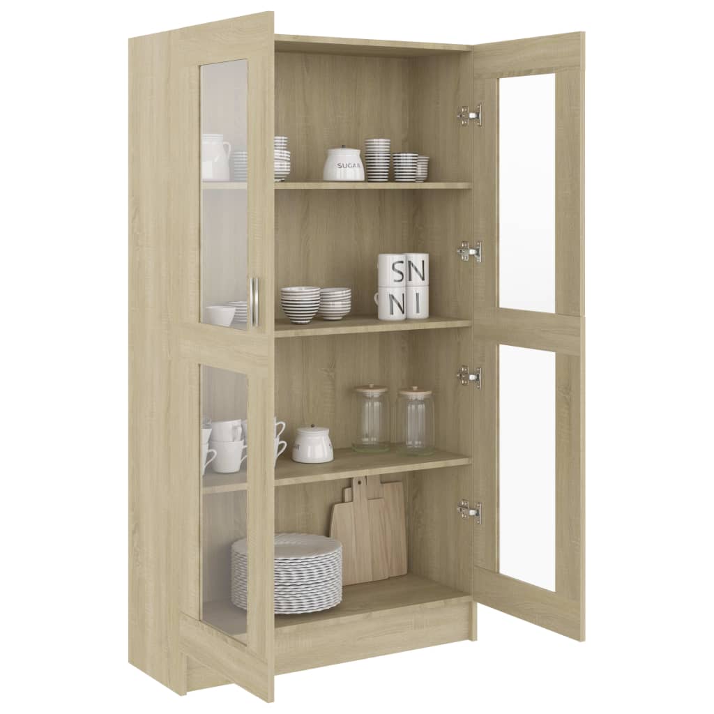 Vitrine Cabinet Sonoma Oak 82.5x30.5x150 cm Chipboard- Bookcases & Standing Shelves - HomeShopIreland - Home Shop Ireland - Bookcases & Standing Shelves - Vitrine Cabinet Sonoma Oak 82.5x30.5x150 cm Chipboard