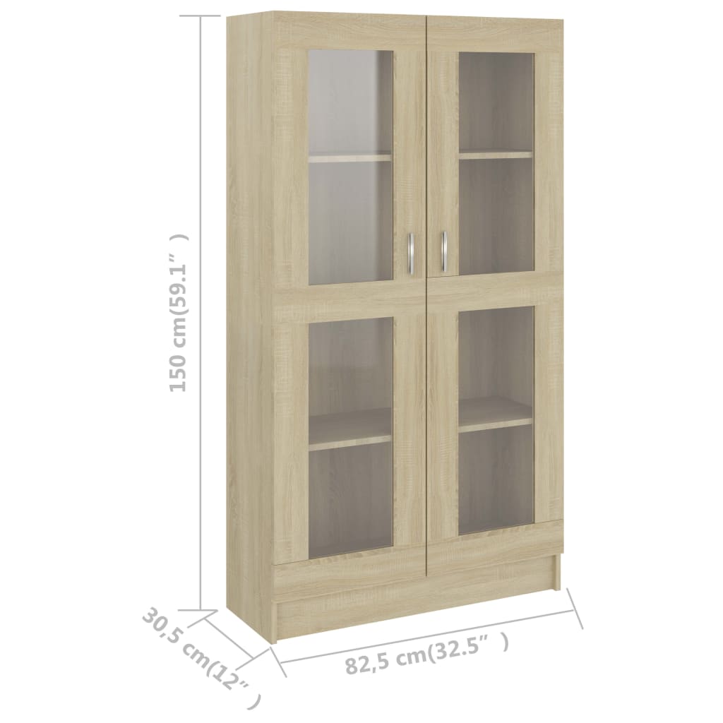 Vitrine Cabinet Sonoma Oak 82.5x30.5x150 cm Chipboard- Bookcases & Standing Shelves - HomeShopIreland - Home Shop Ireland - Bookcases & Standing Shelves - Vitrine Cabinet Sonoma Oak 82.5x30.5x150 cm Chipboard