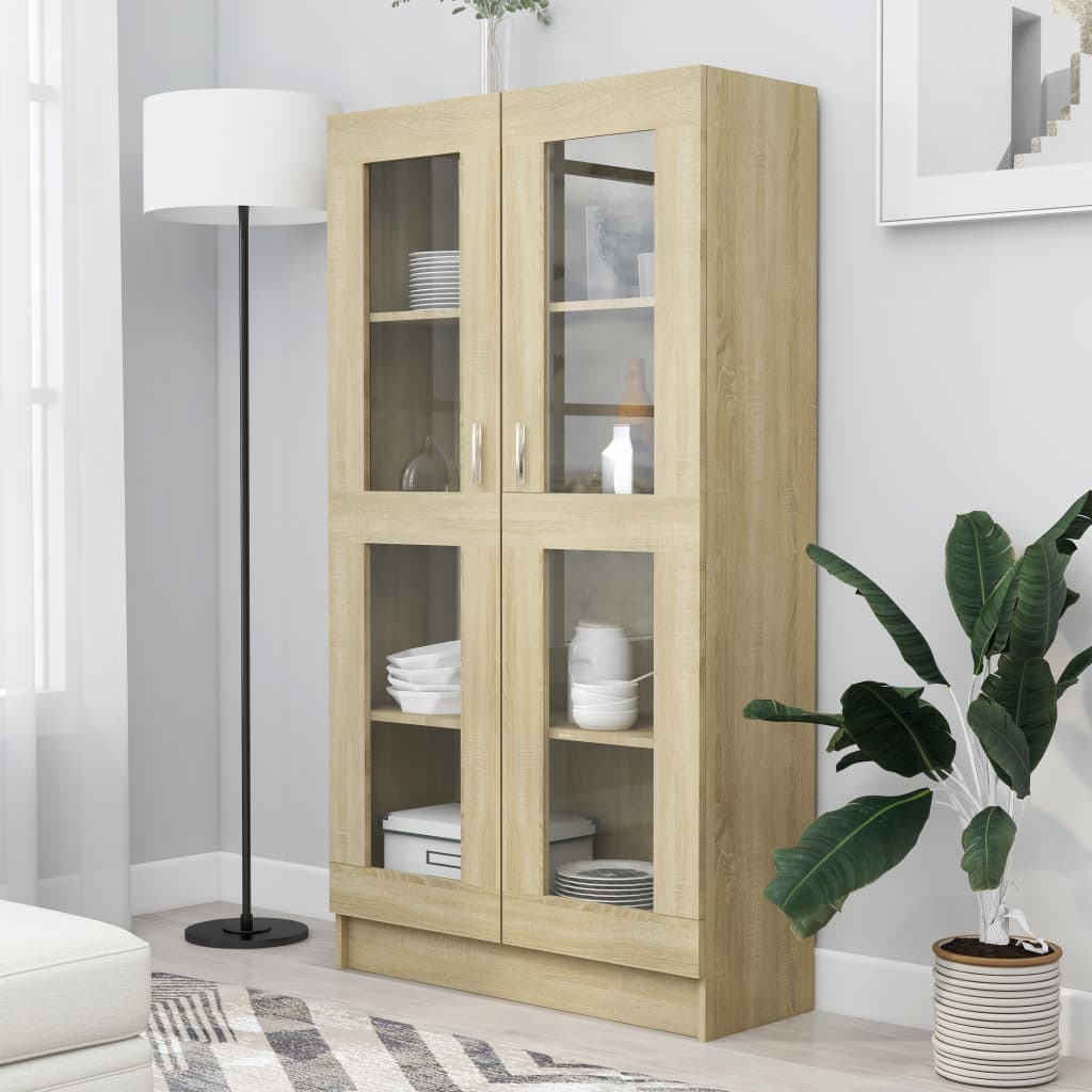 Vitrine Cabinet Sonoma Oak 82.5x30.5x150 cm Chipboard- Bookcases & Standing Shelves - HomeShopIreland - Home Shop Ireland - Bookcases & Standing Shelves - Vitrine Cabinet Sonoma Oak 82.5x30.5x150 cm Chipboard