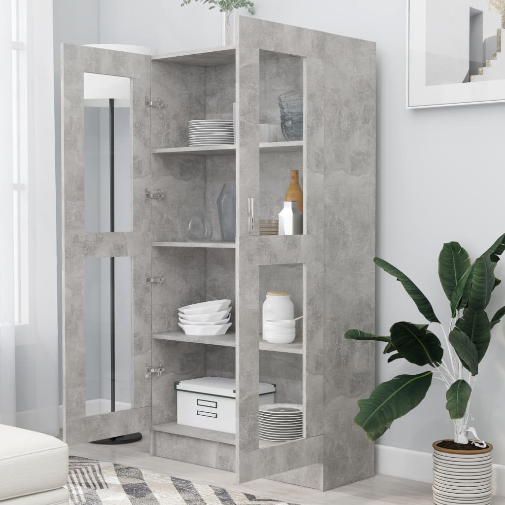 Vitrine Cabinet Concrete Grey 82.5x30.5x150 cm Chipboard- Bookcases & Standing Shelves - HomeShopIreland - Home Shop Ireland - Bookcases & Standing Shelves - Vitrine Cabinet Concrete Grey 82.5x30.5x150 cm Chipboard