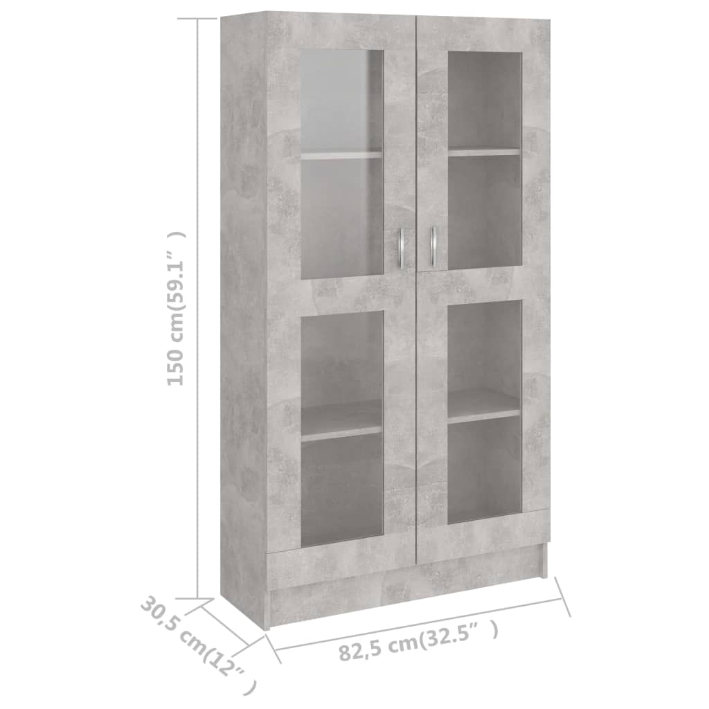 Vitrine Cabinet Concrete Grey 82.5x30.5x150 cm Chipboard- Bookcases & Standing Shelves - HomeShopIreland - Home Shop Ireland - Bookcases & Standing Shelves - Vitrine Cabinet Concrete Grey 82.5x30.5x150 cm Chipboard