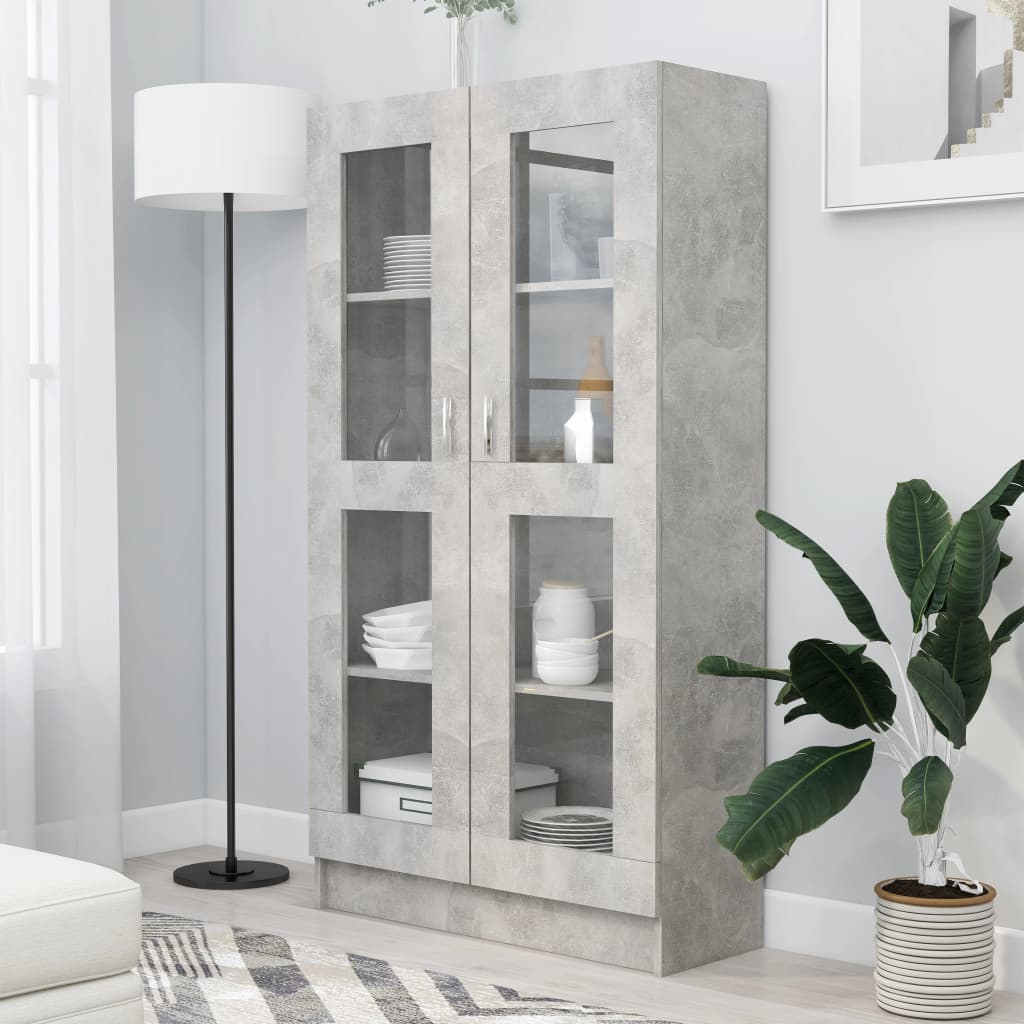 Vitrine Cabinet Concrete Grey 82.5x30.5x150 cm Chipboard- Bookcases & Standing Shelves - HomeShopIreland - Home Shop Ireland - Bookcases & Standing Shelves - Vitrine Cabinet Concrete Grey 82.5x30.5x150 cm Chipboard