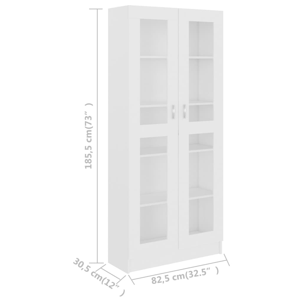 Vitrine Cabinet White 82.5x30.5x185.5 cm Chipboard- Bookcases & Standing Shelves - HomeShopIreland - Home Shop Ireland - Bookcases & Standing Shelves - Vitrine Cabinet White 82.5x30.5x185.5 cm Chipboard