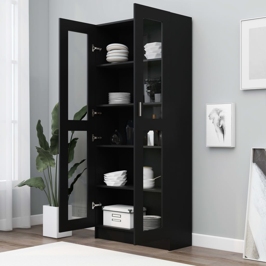 Vitrine Cabinet Black 82.5x30.5x185.5 cm Chipboard- Bookcases & Standing Shelves - HomeShopIreland - Home Shop Ireland - Bookcases & Standing Shelves - Vitrine Cabinet Black 82.5x30.5x185.5 cm Chipboard