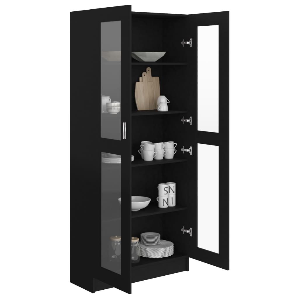 Vitrine Cabinet Black 82.5x30.5x185.5 cm Chipboard- Bookcases & Standing Shelves - HomeShopIreland - Home Shop Ireland - Bookcases & Standing Shelves - Vitrine Cabinet Black 82.5x30.5x185.5 cm Chipboard