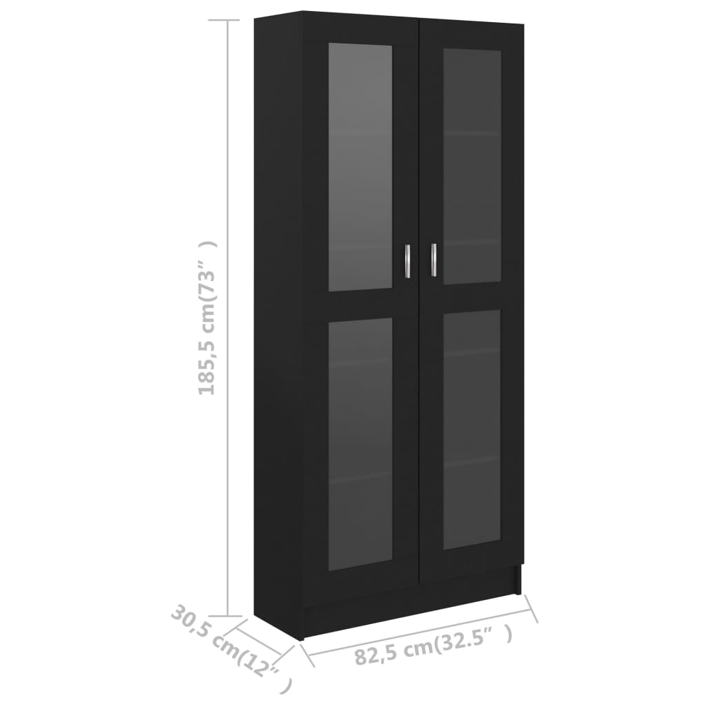Vitrine Cabinet Black 82.5x30.5x185.5 cm Chipboard- Bookcases & Standing Shelves - HomeShopIreland - Home Shop Ireland - Bookcases & Standing Shelves - Vitrine Cabinet Black 82.5x30.5x185.5 cm Chipboard