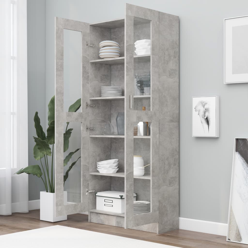 Vitrine Cabinet Concrete Grey 82.5x30.5x185.5 cm Chipboard- Bookcases & Standing Shelves - HomeShopIreland - Home Shop Ireland - Bookcases & Standing Shelves - Vitrine Cabinet Concrete Grey 82.5x30.5x185.5 cm Chipboard