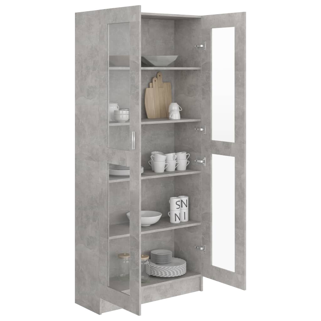 Vitrine Cabinet Concrete Grey 82.5x30.5x185.5 cm Chipboard- Bookcases & Standing Shelves - HomeShopIreland - Home Shop Ireland - Bookcases & Standing Shelves - Vitrine Cabinet Concrete Grey 82.5x30.5x185.5 cm Chipboard