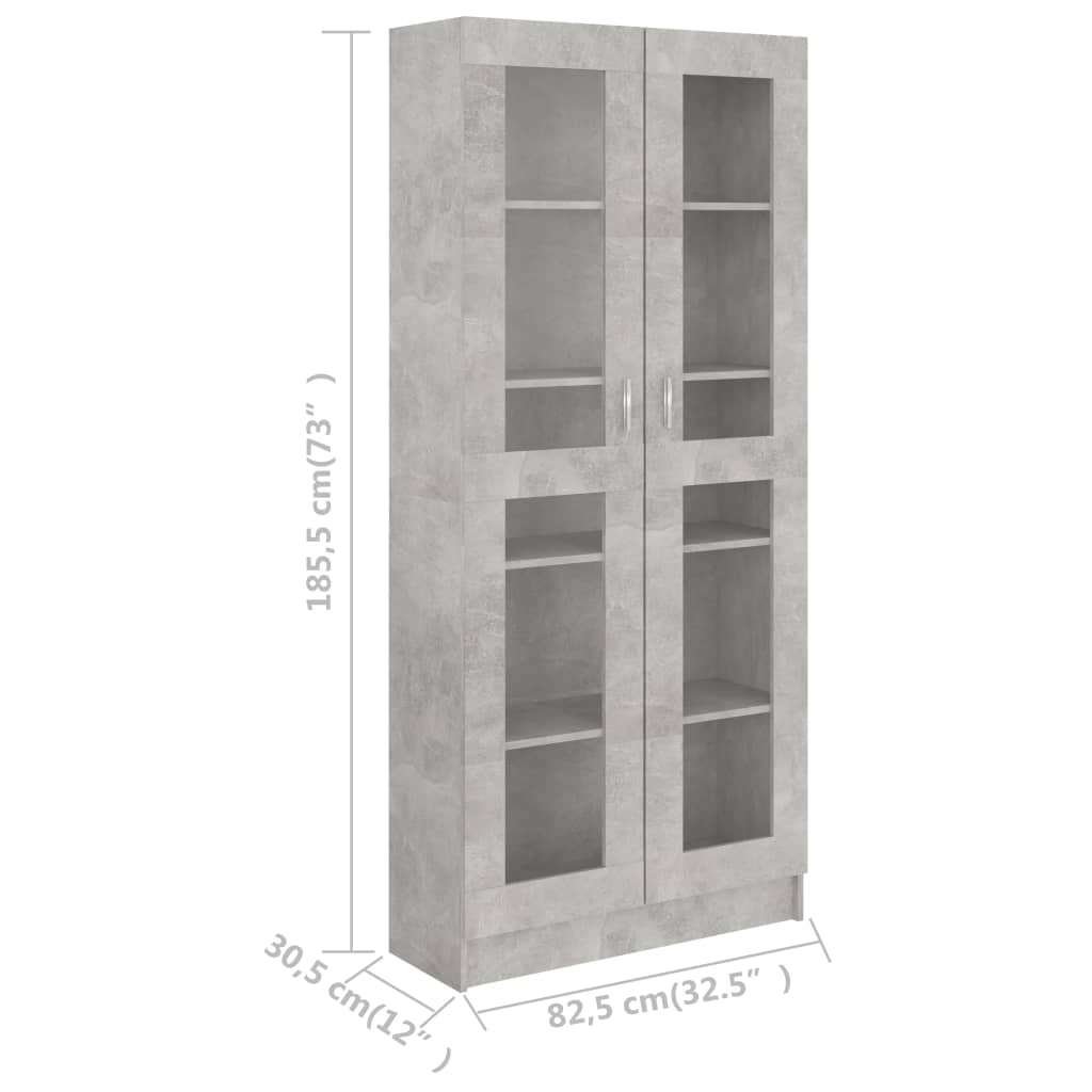 Vitrine Cabinet Concrete Grey 82.5x30.5x185.5 cm Chipboard- Bookcases & Standing Shelves - HomeShopIreland - Home Shop Ireland - Bookcases & Standing Shelves - Vitrine Cabinet Concrete Grey 82.5x30.5x185.5 cm Chipboard