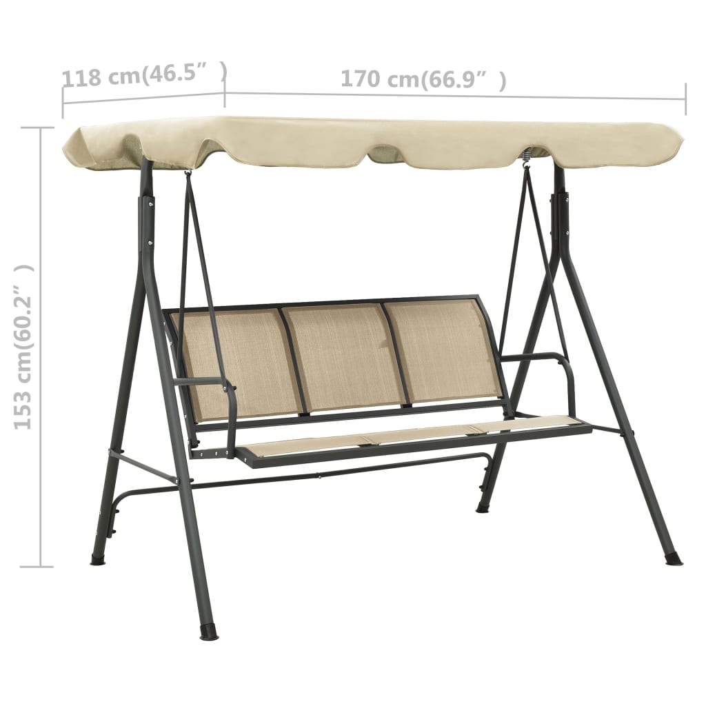 Garden Swing Chair with Canopy Anthracite and Sand- Porch Swings - HomeShopIreland - Home Shop Ireland - Porch Swings - Garden Swing Chair with Canopy Anthracite and Sand