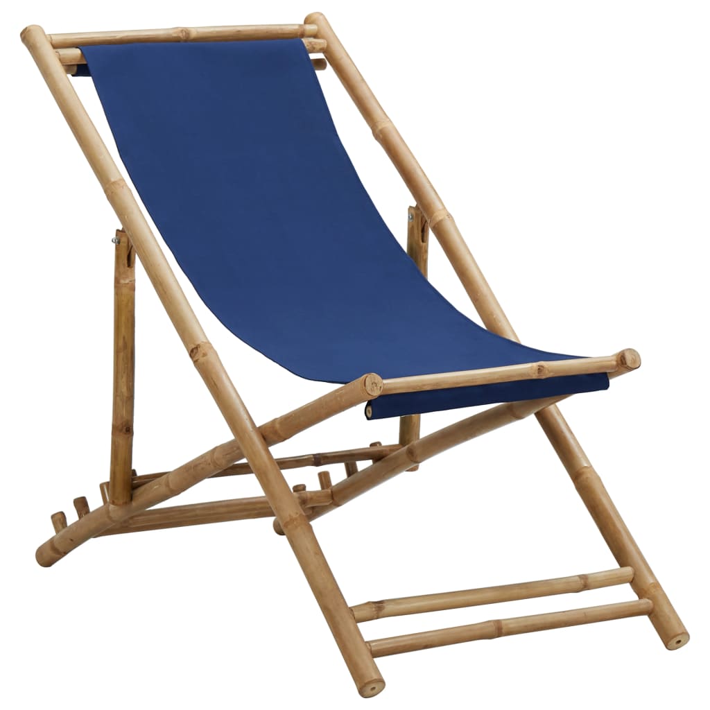Deck Chair Bamboo and Canvas Navy Blue- Outdoor Chairs - HomeShopIreland - Home Shop Ireland - Outdoor Chairs - Deck Chair Bamboo and Canvas Navy Blue
