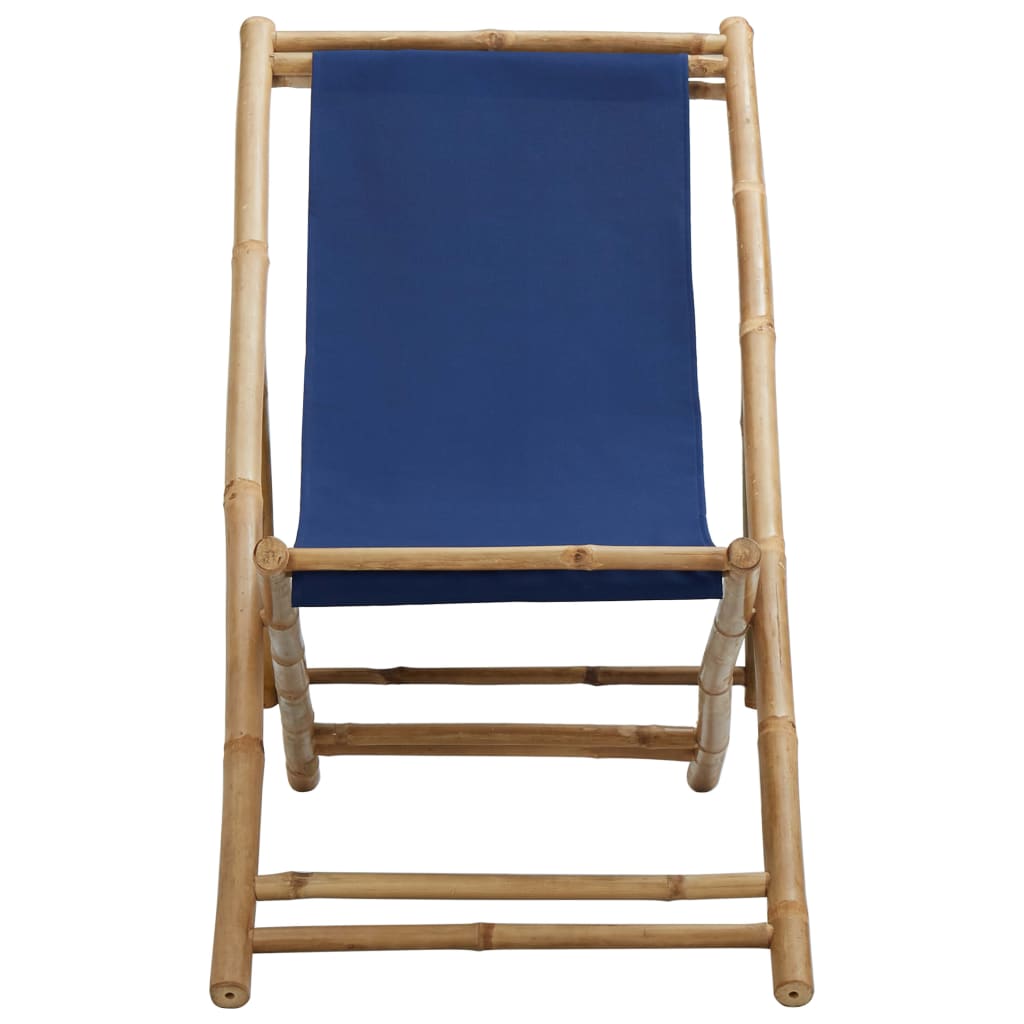 Deck Chair Bamboo and Canvas Navy Blue- Outdoor Chairs - HomeShopIreland - Home Shop Ireland - Outdoor Chairs - Deck Chair Bamboo and Canvas Navy Blue