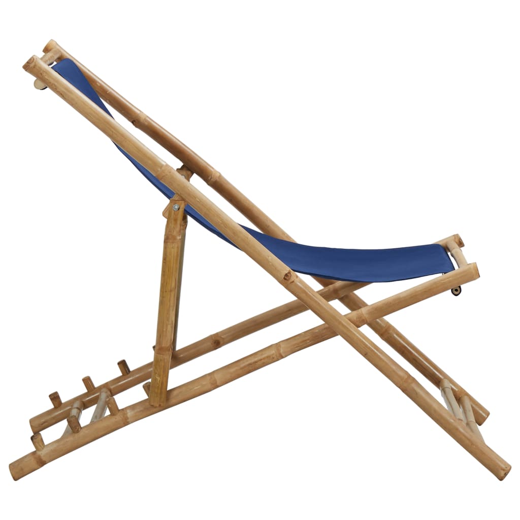 Deck Chair Bamboo and Canvas Navy Blue- Outdoor Chairs - HomeShopIreland - Home Shop Ireland - Outdoor Chairs - Deck Chair Bamboo and Canvas Navy Blue