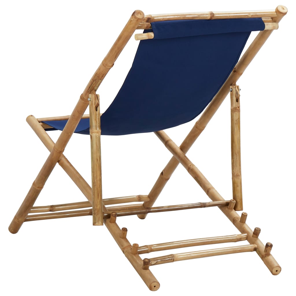 Deck Chair Bamboo and Canvas Navy Blue- Outdoor Chairs - HomeShopIreland - Home Shop Ireland - Outdoor Chairs - Deck Chair Bamboo and Canvas Navy Blue