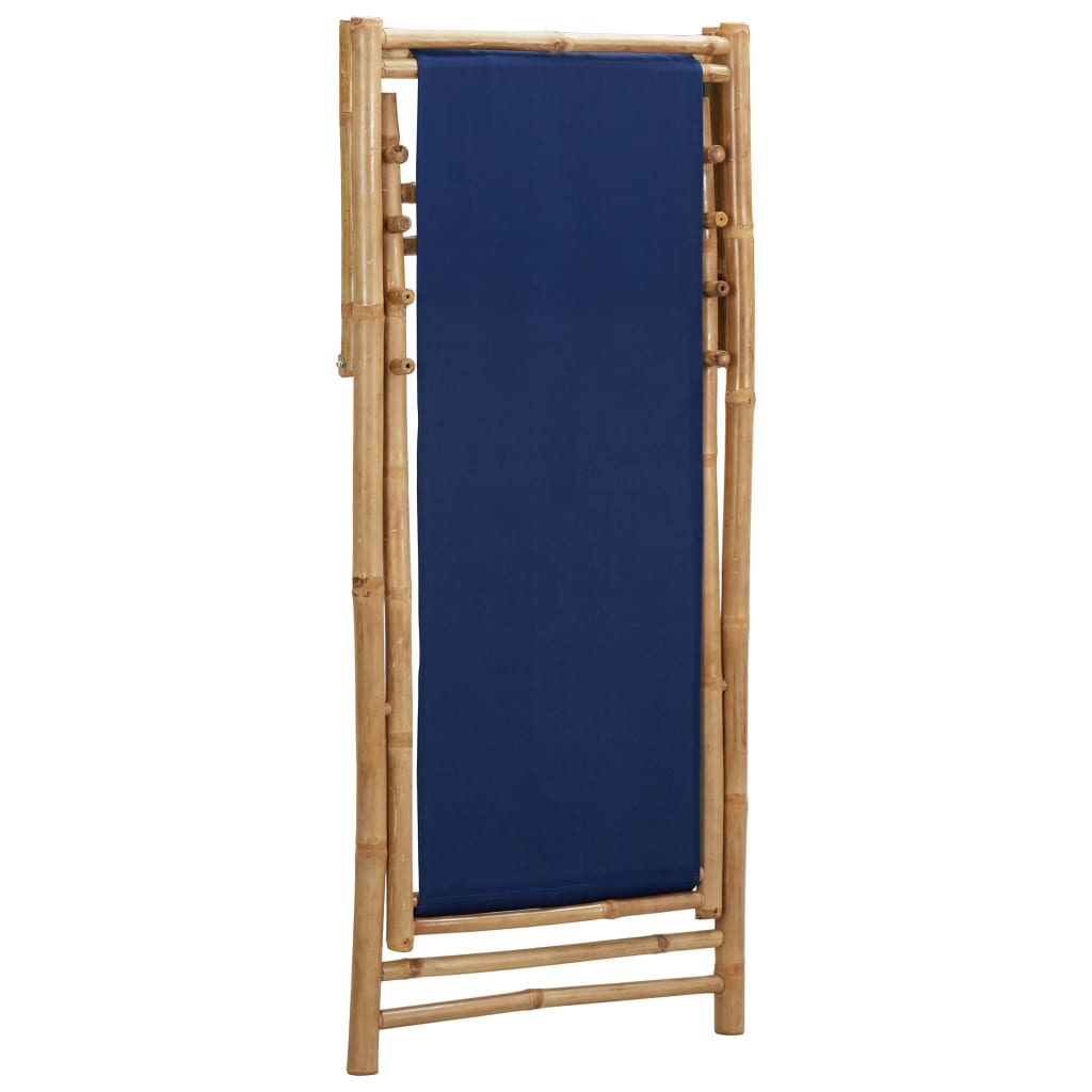 Deck Chair Bamboo and Canvas Navy Blue- Outdoor Chairs - HomeShopIreland - Home Shop Ireland - Outdoor Chairs - Deck Chair Bamboo and Canvas Navy Blue