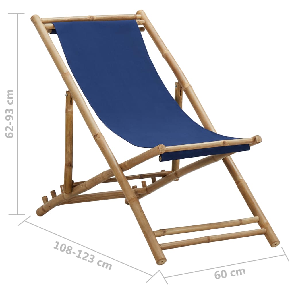 Deck Chair Bamboo and Canvas Navy Blue- Outdoor Chairs - HomeShopIreland - Home Shop Ireland - Outdoor Chairs - Deck Chair Bamboo and Canvas Navy Blue
