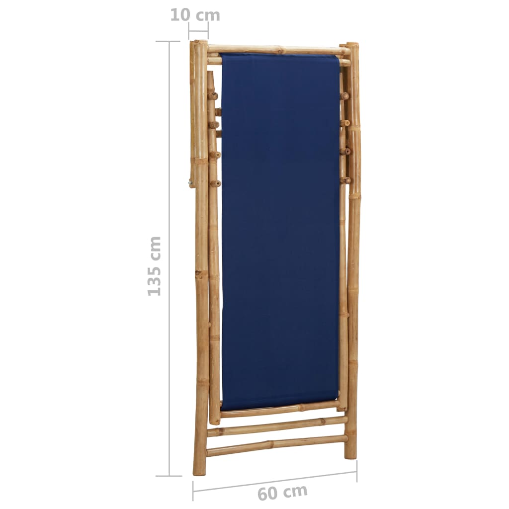 Deck Chair Bamboo and Canvas Navy Blue- Outdoor Chairs - HomeShopIreland - Home Shop Ireland - Outdoor Chairs - Deck Chair Bamboo and Canvas Navy Blue