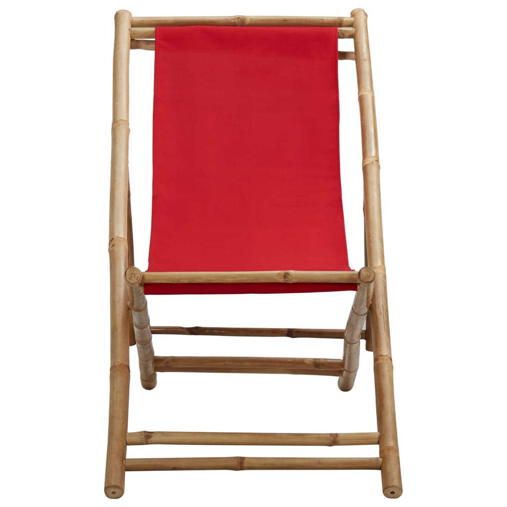 Deck Chair Bamboo and Canvas Red- Outdoor Chairs - HomeShopIreland - Home Shop Ireland - Outdoor Chairs - Deck Chair Bamboo and Canvas Red