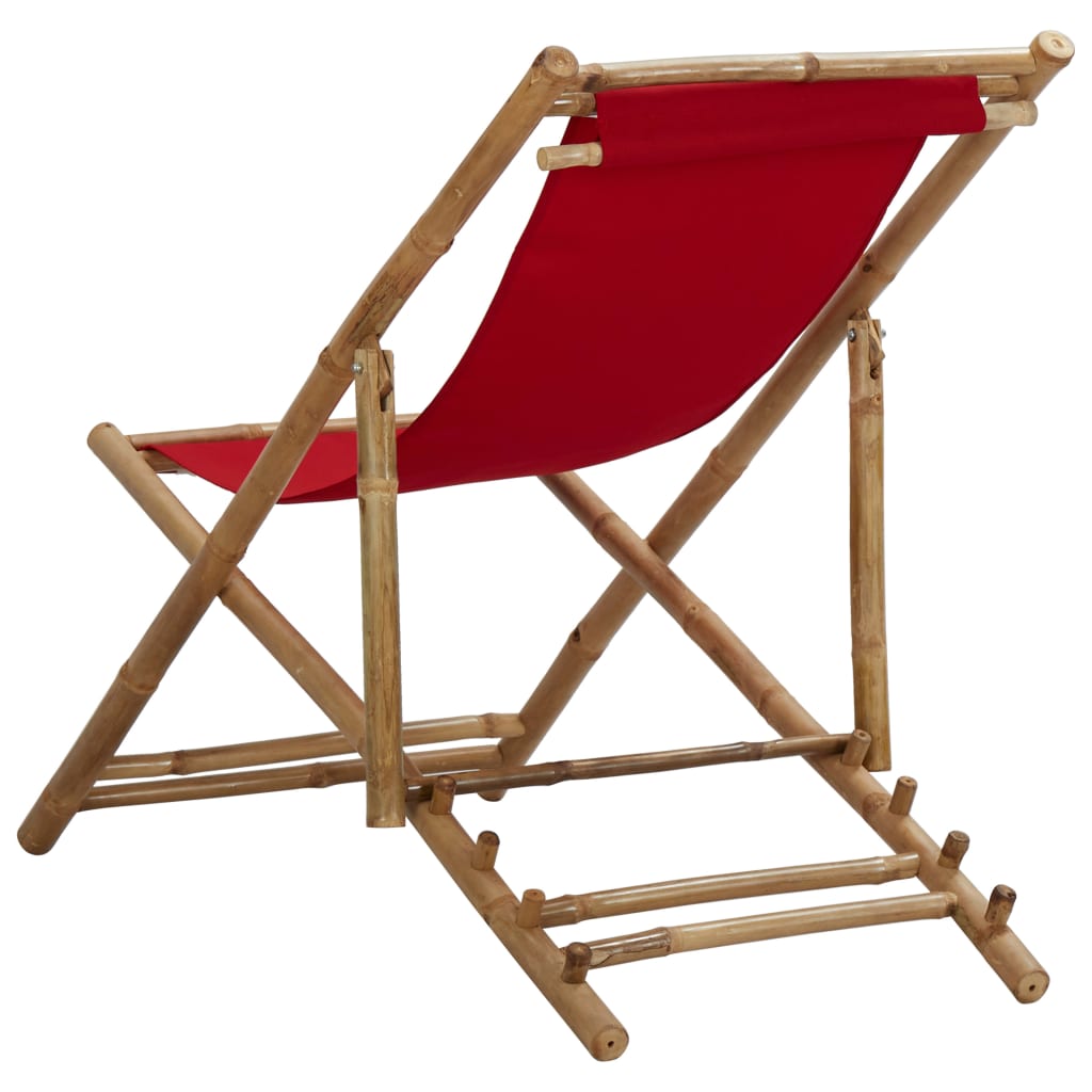 Deck Chair Bamboo and Canvas Red- Outdoor Chairs - HomeShopIreland - Home Shop Ireland - Outdoor Chairs - Deck Chair Bamboo and Canvas Red