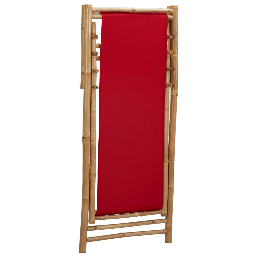 Deck Chair Bamboo and Canvas Red- Outdoor Chairs - HomeShopIreland - Home Shop Ireland - Outdoor Chairs - Deck Chair Bamboo and Canvas Red