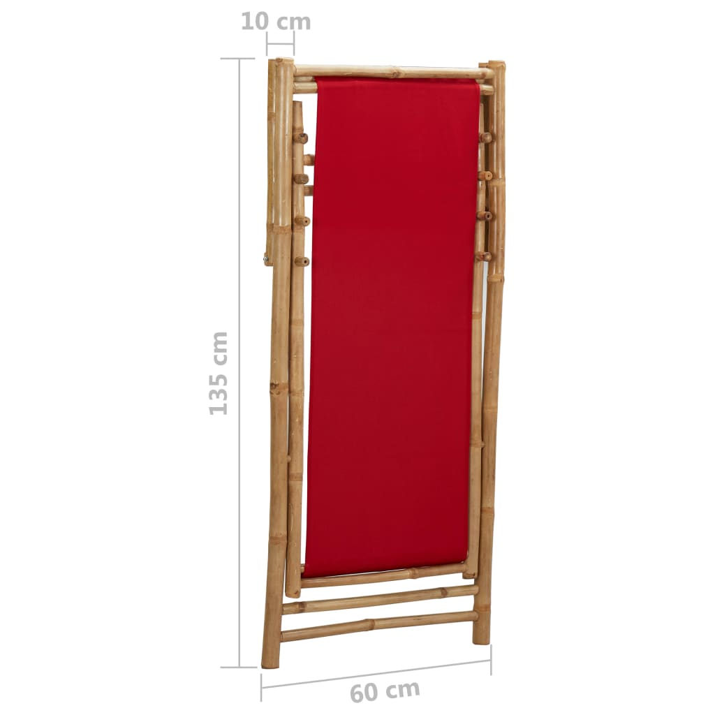 Deck Chair Bamboo and Canvas Red- Outdoor Chairs - HomeShopIreland - Home Shop Ireland - Outdoor Chairs - Deck Chair Bamboo and Canvas Red
