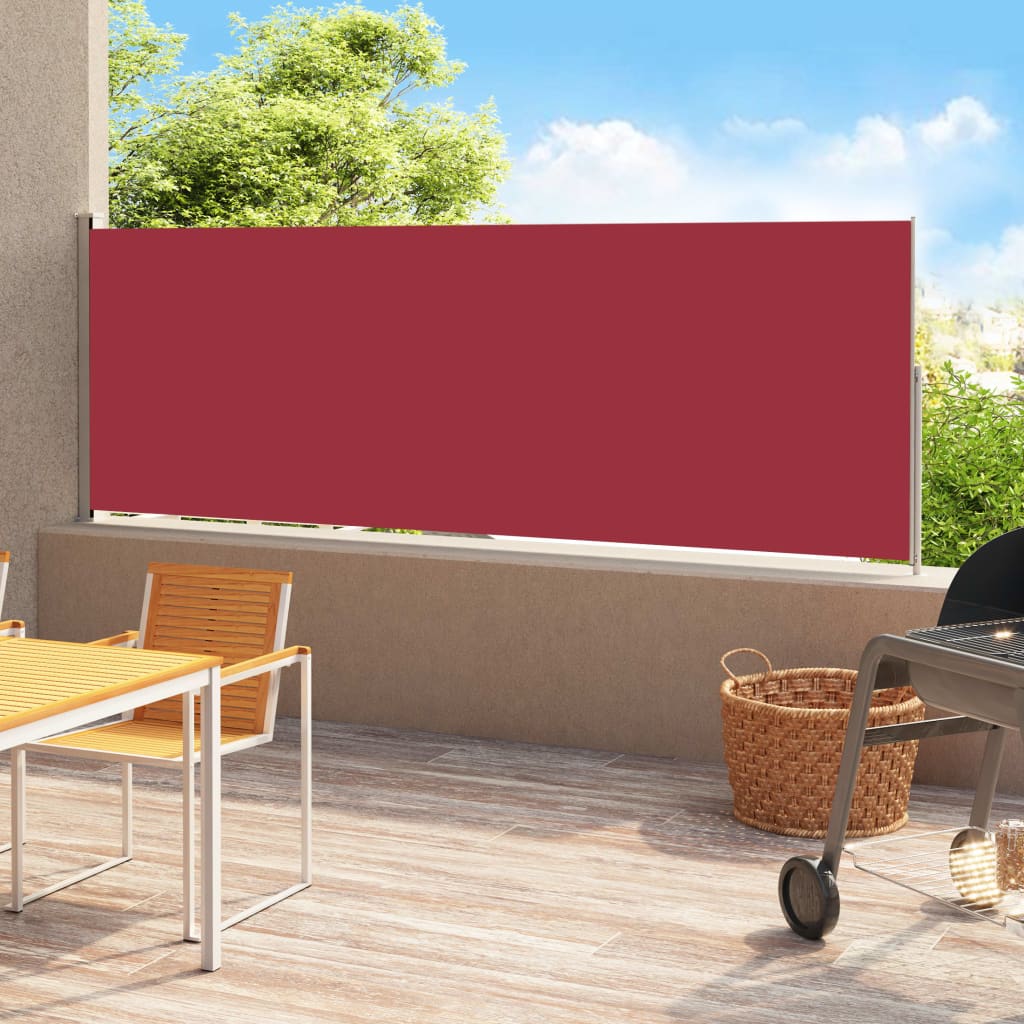 Patio Retractable Side Awning 220x500 cm Red- Outdoor Umbrellas & Sunshades - HomeShopIreland - Home Shop Ireland - Outdoor Umbrellas & Sunshades - Patio Retractable Side Awning 220x500 cm Red