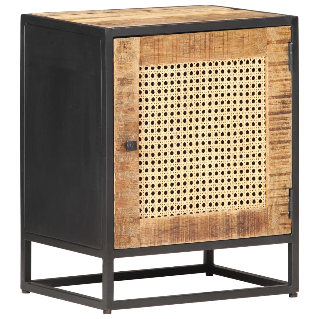 Bedside Cabinet 40x30x50 cm Rough Mango Wood and Natural Cane- Bedside Tables - HomeShopIreland - Home Shop Ireland - Bedside Tables - Bedside Cabinet 40x30x50 cm Rough Mango Wood and Natural Cane