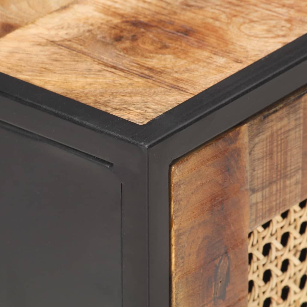 Bedside Cabinet 40x30x50 cm Rough Mango Wood and Natural Cane- Bedside Tables - HomeShopIreland - Home Shop Ireland - Bedside Tables - Bedside Cabinet 40x30x50 cm Rough Mango Wood and Natural Cane