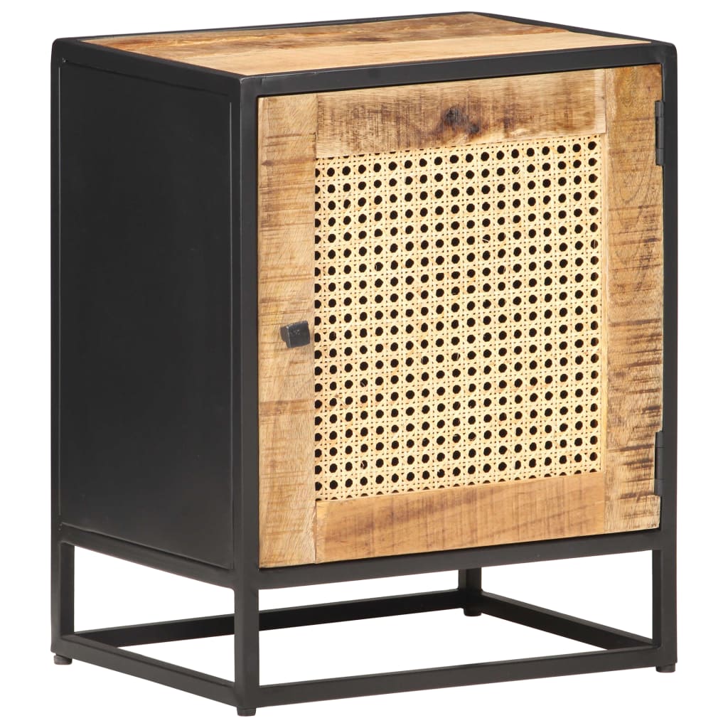 Bedside Cabinet 40x30x50 cm Rough Mango Wood and Natural Cane- Bedside Tables - HomeShopIreland - Home Shop Ireland - Bedside Tables - Bedside Cabinet 40x30x50 cm Rough Mango Wood and Natural Cane
