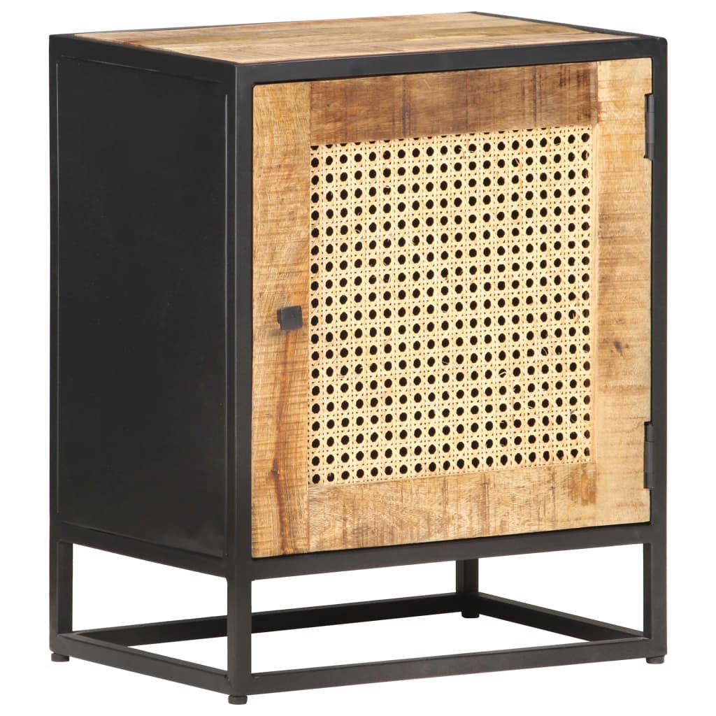 Bedside Cabinet 40x30x50 cm Rough Mango Wood and Natural Cane- Bedside Tables - HomeShopIreland - Home Shop Ireland - Bedside Tables - Bedside Cabinet 40x30x50 cm Rough Mango Wood and Natural Cane